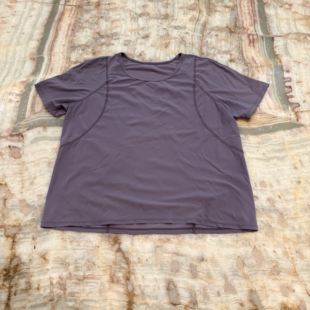 Lululemon Boxy Fit Short Sleeve Workout Top Purple Women's Size 12